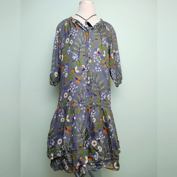 Grey Dress with garden pattern - Picture 1 of 5